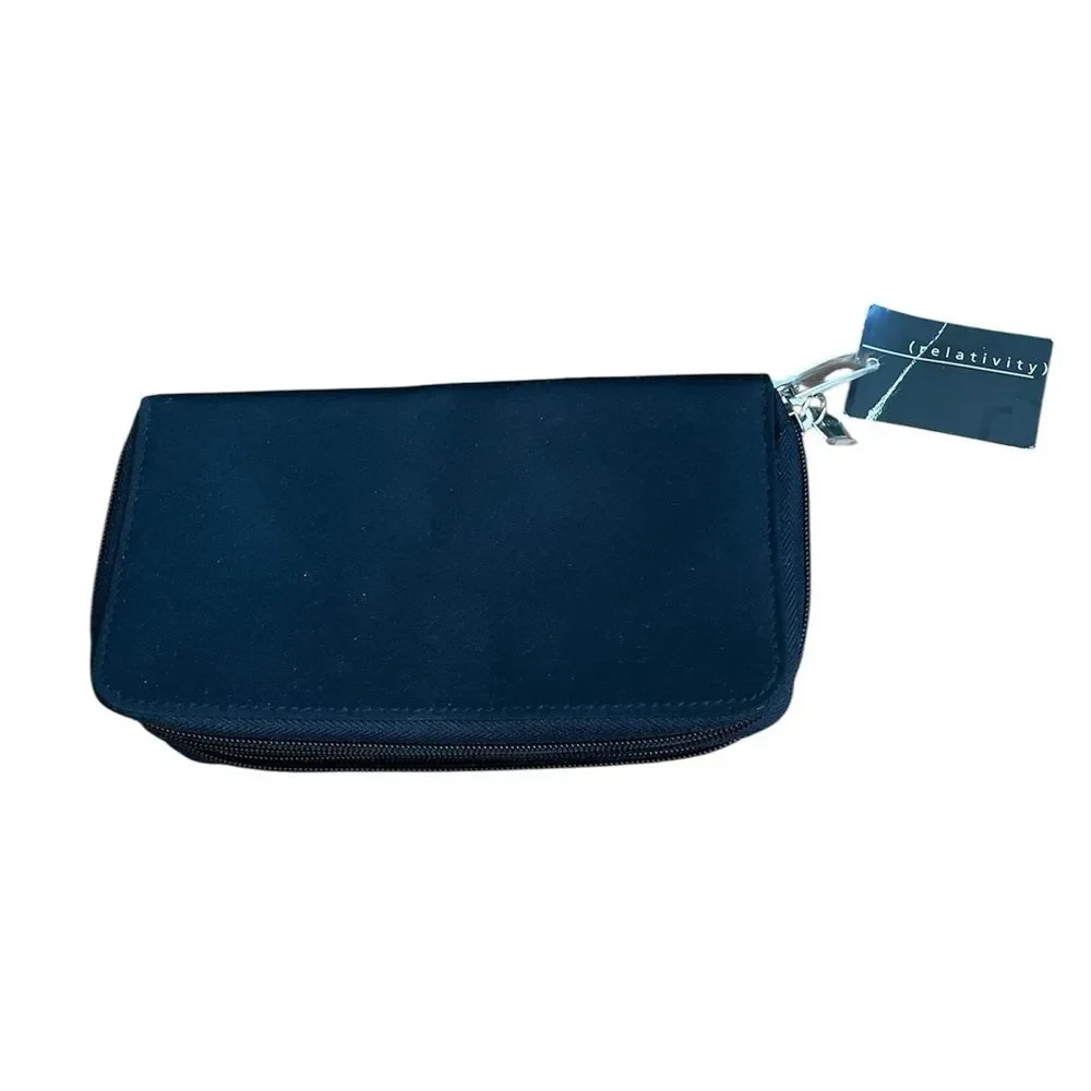 Relativity Zip Travel Card Wallet Black NWT